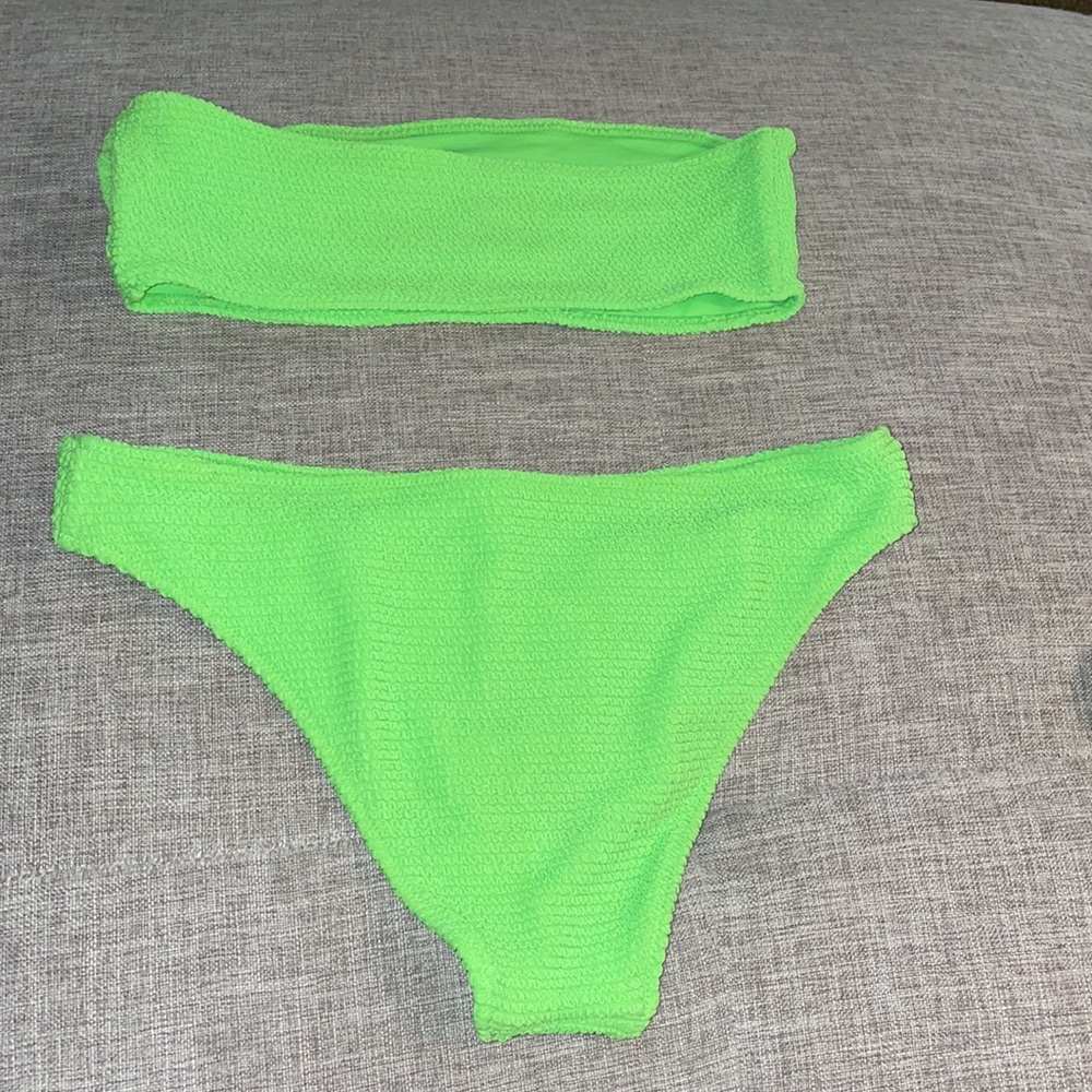 PACSUN neon green bandeau bikini swimsuit - Picture 2 of 4